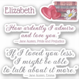 Elegant Jane Austen Love citeert Bookish Gift Hear Sticker