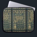 Elegant Jane Austen Pride and Prejudice Book Hoesj Laptop Sleeve<br><div class="desc">Gepersonaliseerd geschenk voor een Jane Austen fan met een afbeelding van Pride en Prejudice boekomslag,  donkergroen met een faux geslepen pauw.</div>