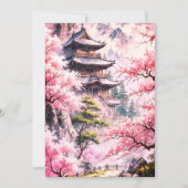 Elegant Japanese Cherry Blossom & Castle Wedding I Kaart (Voorkant)