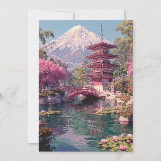 Elegant Japanese Cherry Blossom & Castle Wedding I Kaart (Voorkant)