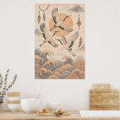 Elegant Japanese Crane Wall Art Minimalist  Poster (Keuken)
