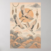 Elegant Japanese Crane Wall Art Minimalist Poster (Voorkant)