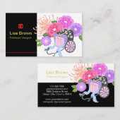 Elegant Japanese Flower Design Business Card Visitekaartje (Voorkant / Achterkant)