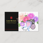 Elegant Japanese Flower Design Business Card Visitekaartje (Voorkant)