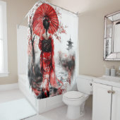 Elegant Japanese Geisha Girl | Douchegordijn (In situ)