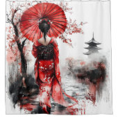 Elegant Japanese Geisha Girl | Douchegordijn (Voorkant)