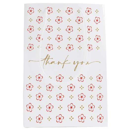 Elegant Japanese Plum Blossom Medium Cadeauzakje (Voorkant)