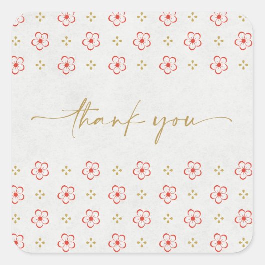 Elegant Japanese Plum Blossom  Vierkante Sticker (Voorkant)