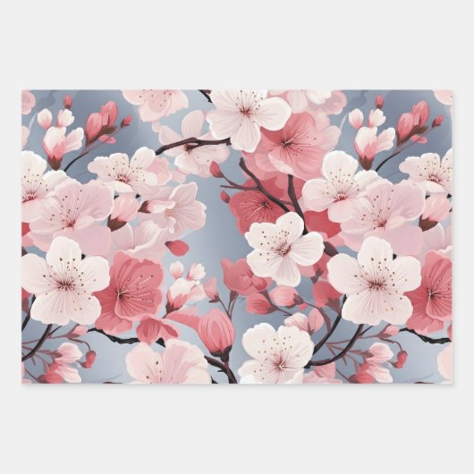 Elegant Japanese Sakura Floral Inpakpapier Vel (Voorkant)