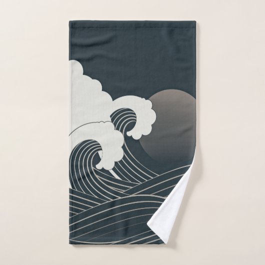 Elegant Japans blauw en wit kunstwerk | Bad Handdoek (Handdoek)