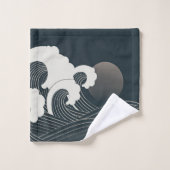 Elegant Japans blauw en wit kunstwerk | Bad Handdoek (Wasdoekje)