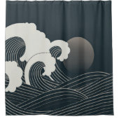 Elegant Japans blauw en wit kunstwerk | Douchegordijn (Voorkant)