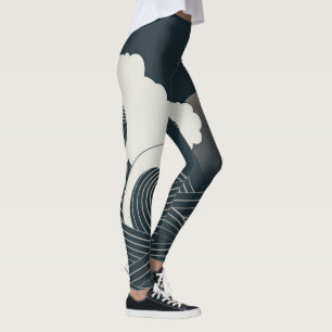 Elegant Japans blauw en wit kunstwerk Leggings