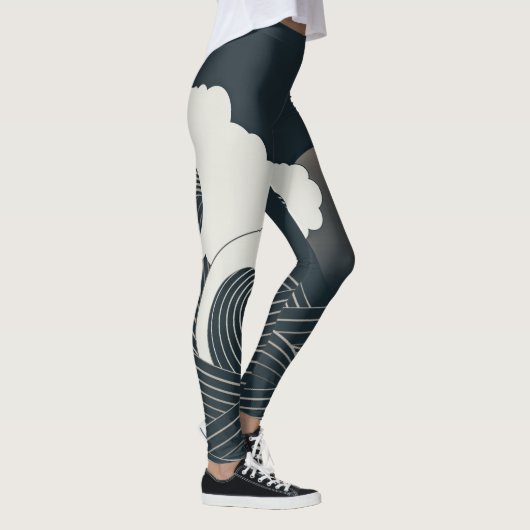 Elegant Japans blauw en wit kunstwerk | Leggings (Rechts)