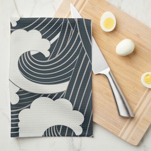 Elegant Japans blauw en wit kunstwerk | Theedoek (Quarter Fold)