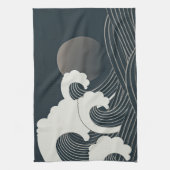 Elegant Japans blauw en wit kunstwerk | Theedoek (Verticaal)