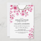 Elegant Japans Cherry Blossom Floral Afstuderen Kaart (Voorkant)