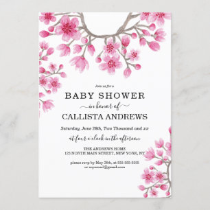 Elegant Japans Cherry Blossom Floral Baby shower Kaart