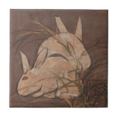 Elegant Japans Fine Art Konijnen Neutraal Tegeltje (Voorkant)