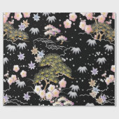 Elegant Japans geïnspireerd botanisch kunstwerk | Cadeaupapier (Vlak)