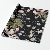 Elegant Japans geïnspireerd botanisch kunstwerk | Cadeaupapier (Uitgerold)