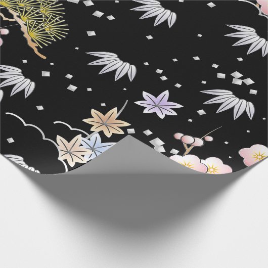 Elegant Japans geïnspireerd botanisch kunstwerk | Cadeaupapier (Hoek)