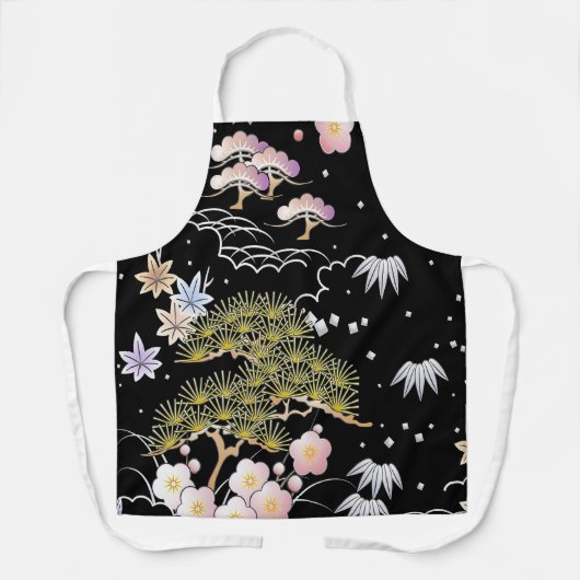 Elegant Japans geïnspireerd botanisch kunstwerk | Schort (Voorkant)