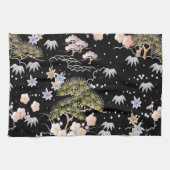 Elegant Japans geïnspireerd botanisch kunstwerk | Theedoek (Horizontaal)