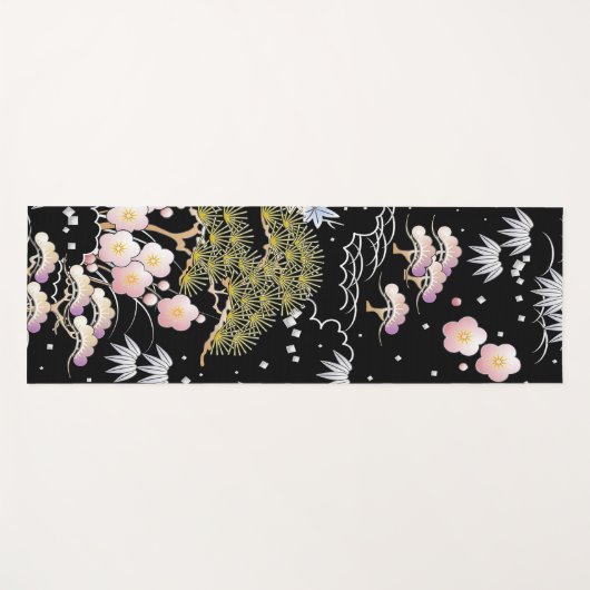 Elegant Japans geïnspireerd botanisch kunstwerk | Yogamat (Voorkant (horizontaal))