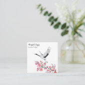 Elegant Japans kraan en Cherry Blossom Vierkante Visitekaartje (Staand voorkant)