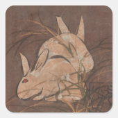 Elegant Japans Kunst Konijnen Sticker (Voorkant)