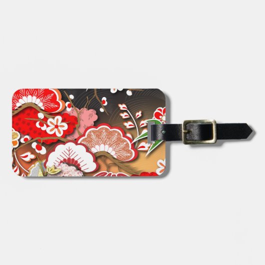 Elegant Japans najaar Kimono Bagagelabel (Voorkant horizontaal)