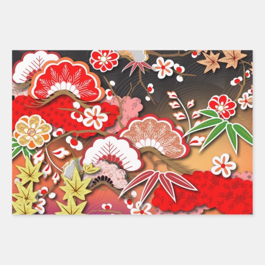 Elegant Japans najaar Kimono Inpakpapier Vel (Voorkant)