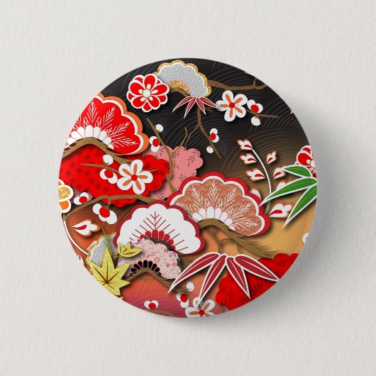Elegant Japans najaar Kimono Ronde Button 5,7 Cm (Voorkant)