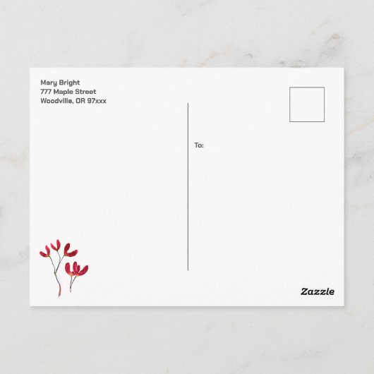 Elegant Japans Rode Maple Tree Seeds Waterverf Briefkaart (Achterkant)