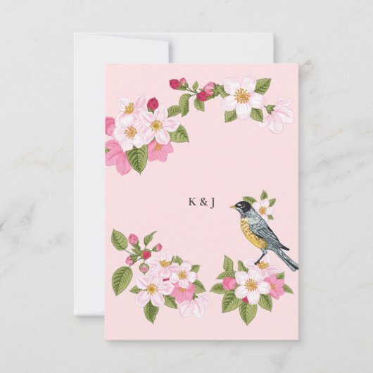 Elegant Japans Roze Bloemen Bruiloft Uitnodiging (Achterkant)