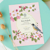 Elegant Japans Roze Bloemen Bruiloft Uitnodiging