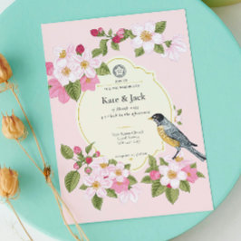 Elegant Japans Roze Bloemen Bruiloft Uitnodiging