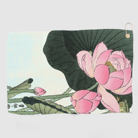 Elegant  Japans Roze Lotus Bloem Golfhanddoek (Horizontaal)
