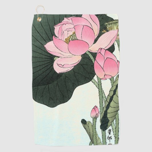 Elegant  Japans Roze Lotus Bloem Golfhanddoek (Voorkant)