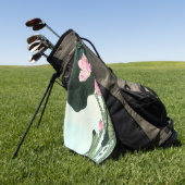 Elegant  Japans Roze Lotus Bloem Golfhanddoek (Groen)