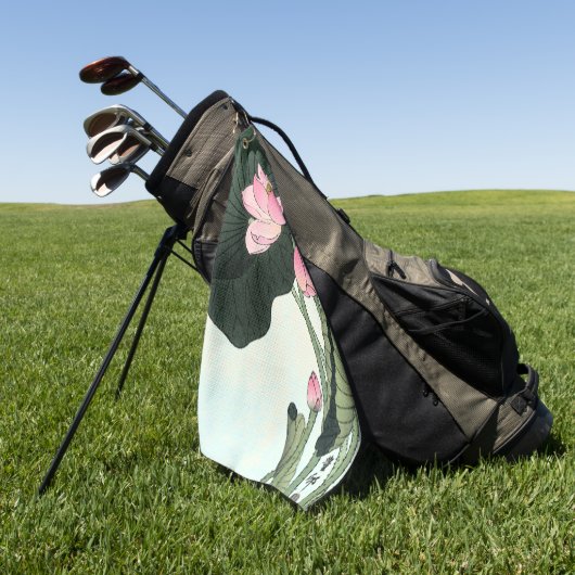 Elegant  Japans Roze Lotus Bloem Golfhanddoek (Groen)