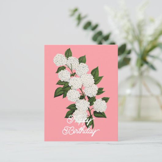 Elegant  Japans Sneeuwbal Happy Birthday Briefkaart (Staand voorkant)