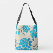 Elegant Japans Stijl Blauw Bloemen Ontwerp | Crossbody Tas (Achterkant)