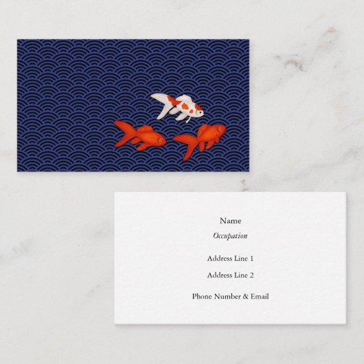 Elegant Japans stijl Seigaiha & Goldfish Visitekaartje (Voorkant / Achterkant)