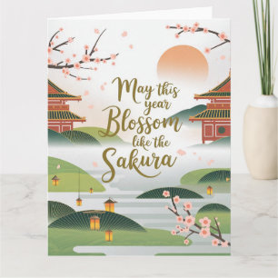 Elegant Japans Tuinontwerp - Sakura Blossoms Kaart