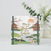 Elegant Japans Tuinontwerp - Sakura Blossoms Kaart (Staand voorkant)