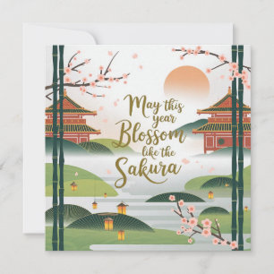 Elegant Japans Tuinontwerp - Sakura Blossoms Kaart