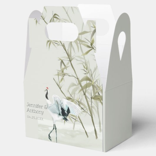 Elegant Japanse kraanWaterverf Bamboe Bedankdoosjes (Geopend)
