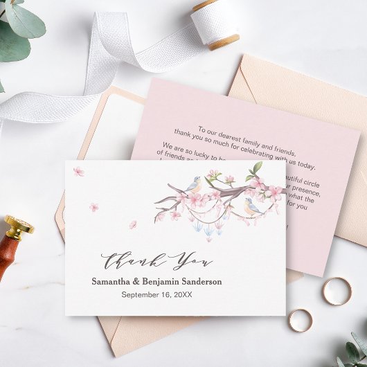 Elegant Japanse Sakura Cherry Blossom Wedding Bedankkaart